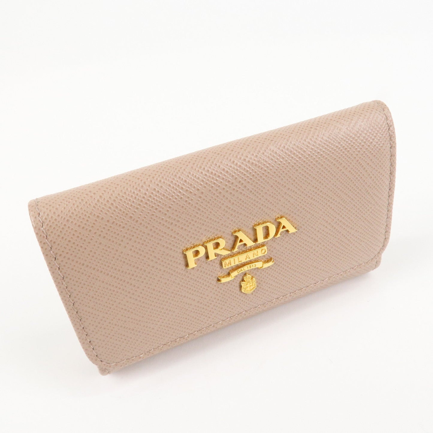 PRADA Logo Leather 4 Rings Key Case Key Holder Beige 1PG004 d