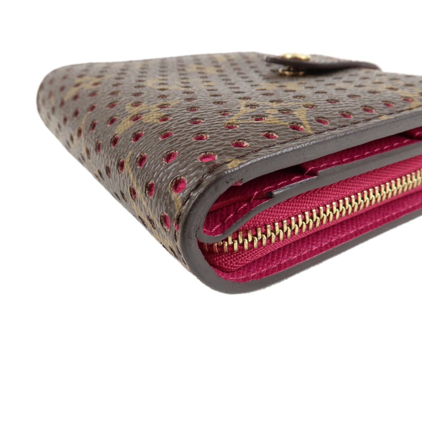 Louis Vuitton Monogram Perfor Compact Zip Bi-fold Wallet Fuchsia M95188 d