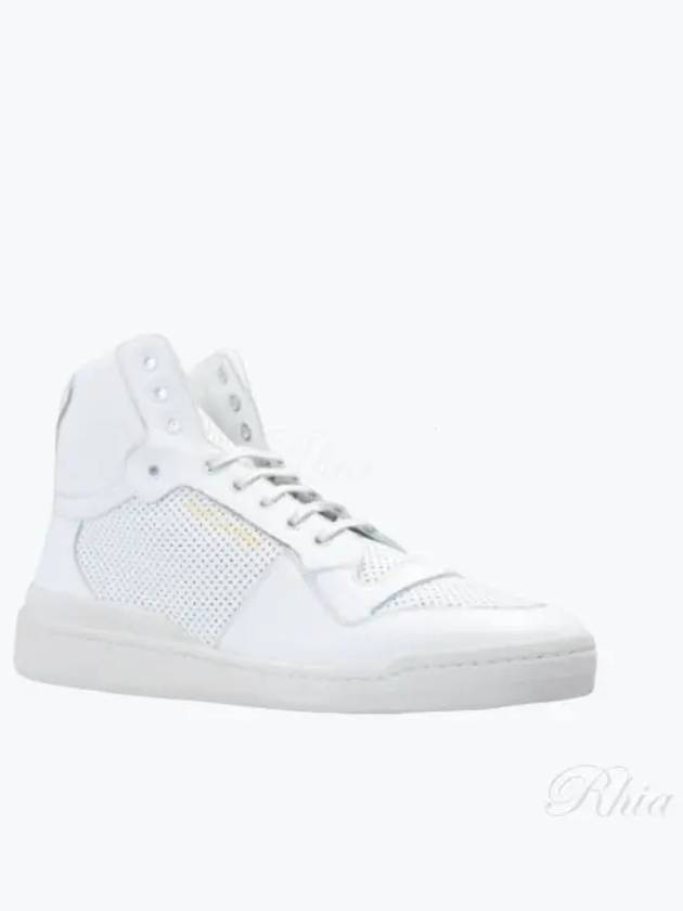 Luxury Saint Laurent Trending 2025 Men's SL24 d-Look Perforated Leather Mid Top Sneakers White