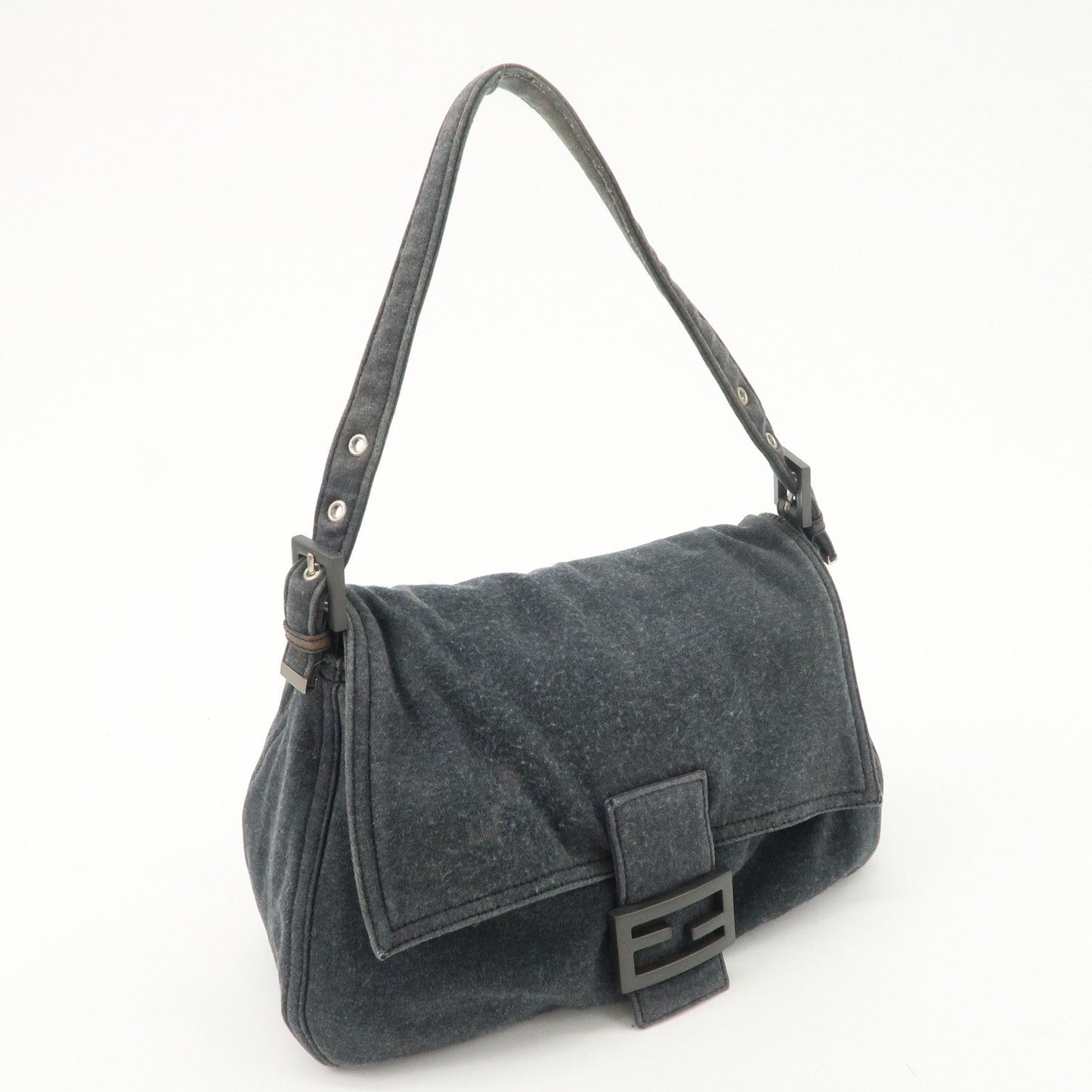 FENDI Mamma Baguette Zucca Cotton Shoulder Bag Gray 26325 d
