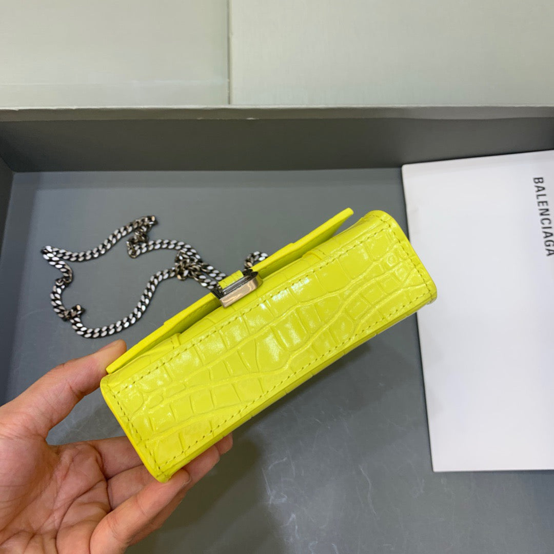 Top Quality Hourglass Mini Handbag With Chain In Yellow, For Women, Bags 4.7in/12cm