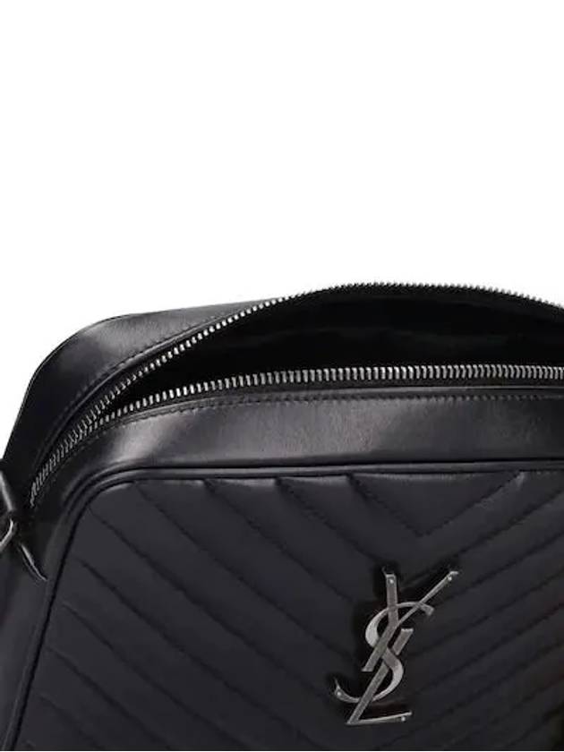 Luxury Saint Laurent Trending 2025 Silver Qualted Leather Lou Camera Shoulder Bag Black
