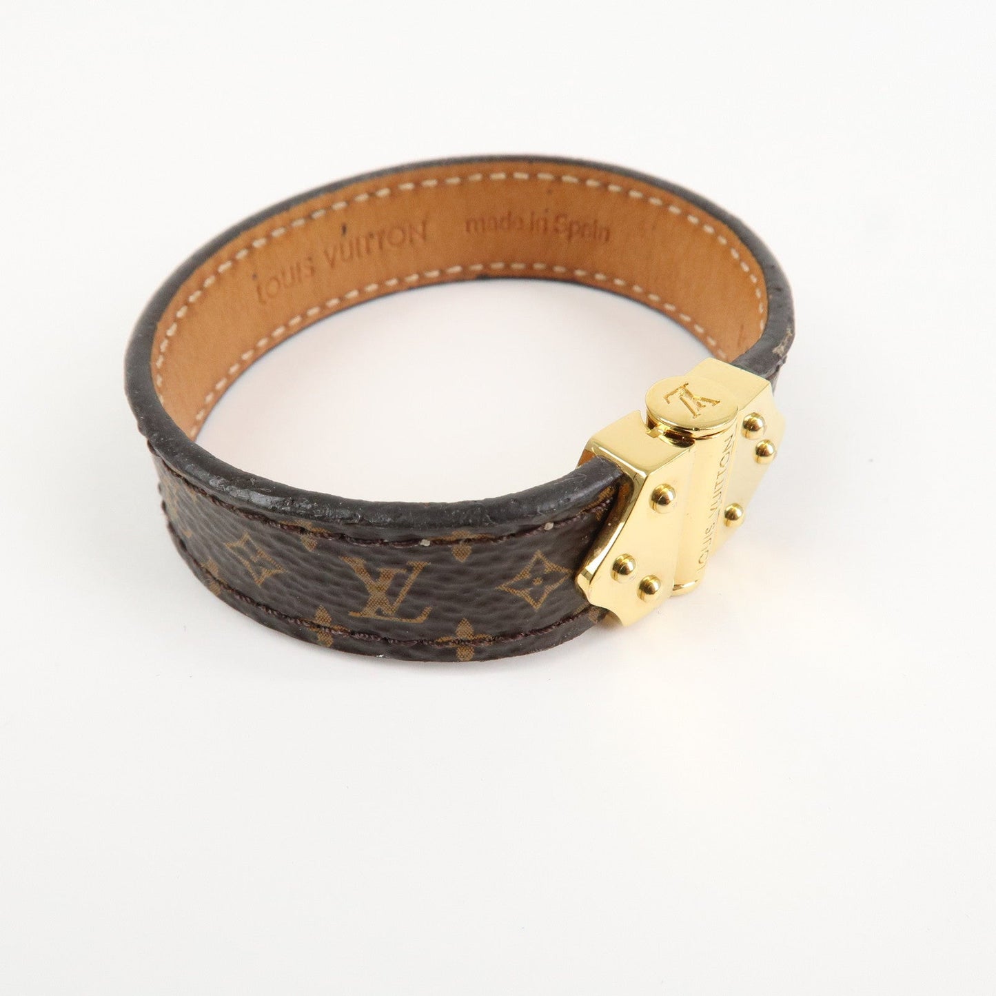 Louis Vuitton Monogram Bracelet Spirit Bangle Gold HDW M6689 d