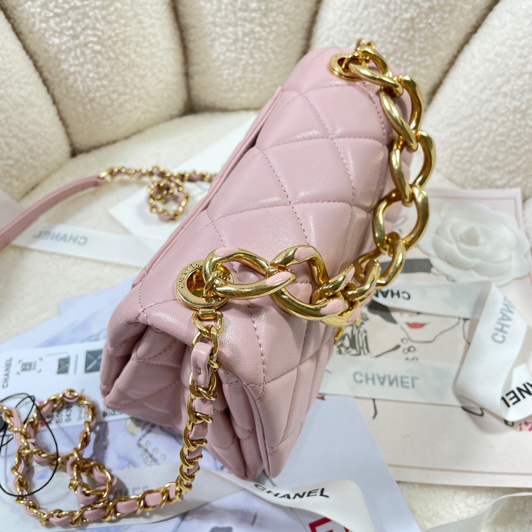 CHL Flap Bag Gold Hardware PiNike For Women, Women’s Handbags, Shoulder Bags 7.9in/20cm AS3366