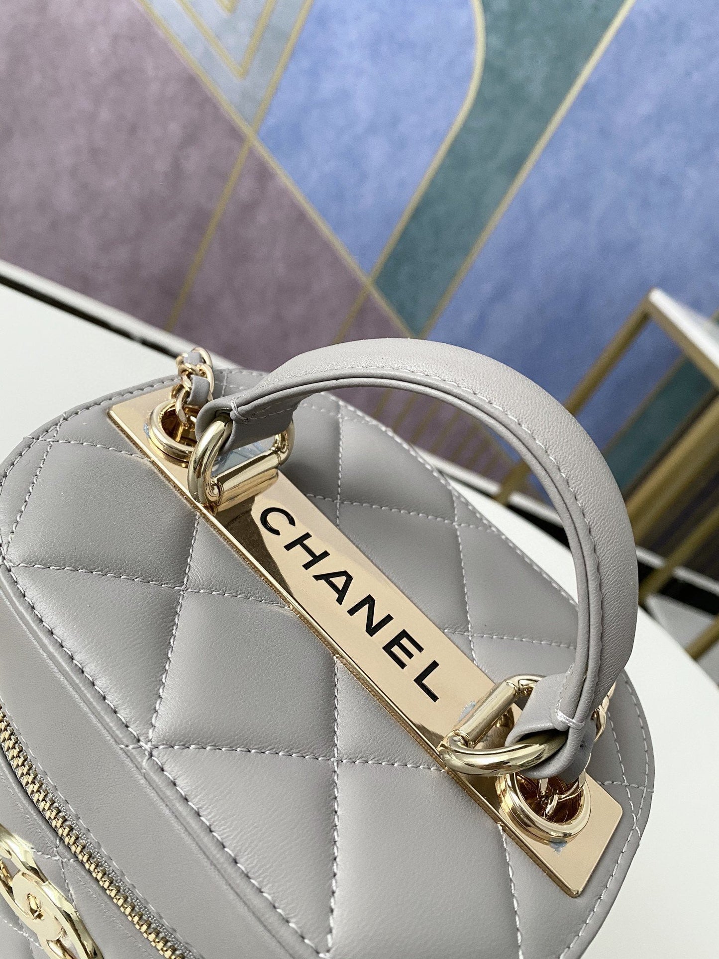 CHLVanity Case Gold Hardware Grey For Women Handbags, Shoulder Bags 9.4in/24cm
