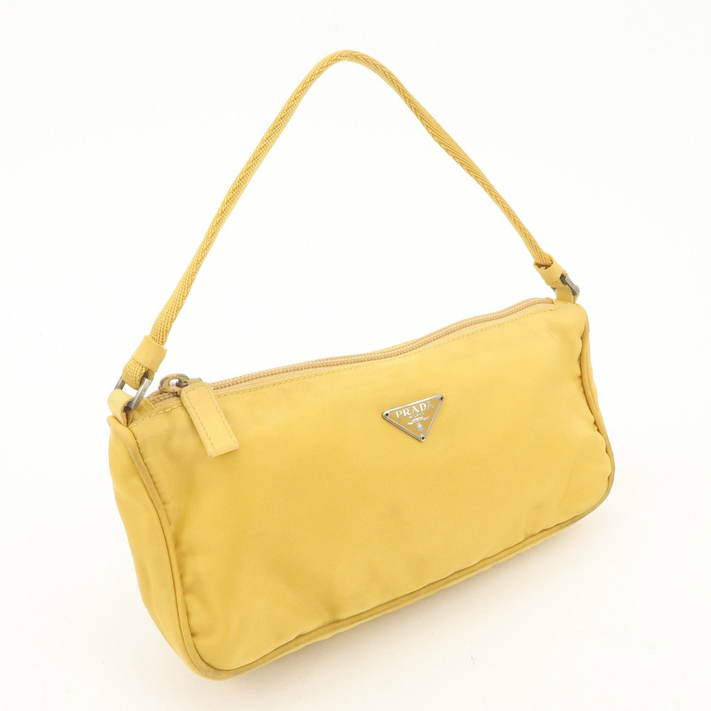 PRADA Triangle Logo Nylon Pouch Shoulder Bag Hand Bag Yellow d