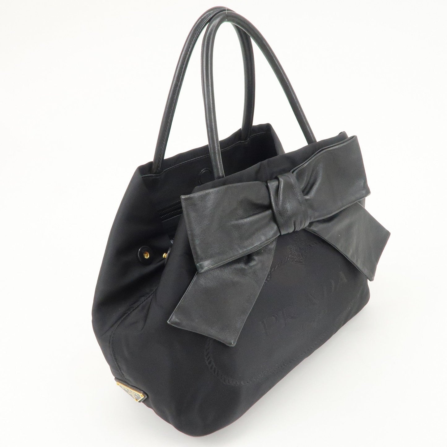 PRADA Nappa Leather Nylon Jacquard Ribbon 2Way Bag Hand Bag 1BG068 d