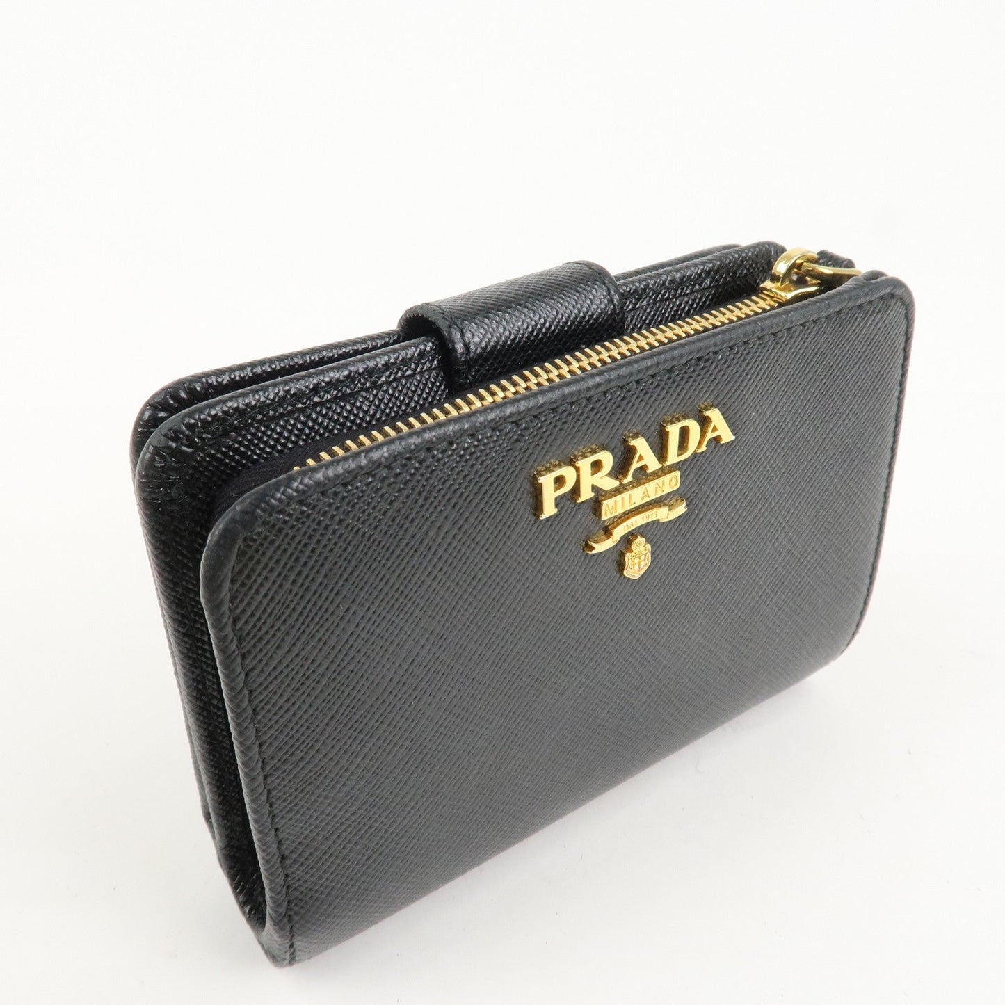 PRADA Saffiano Leather Bi-Fold Wallet Black Red Gold 1ML018 d