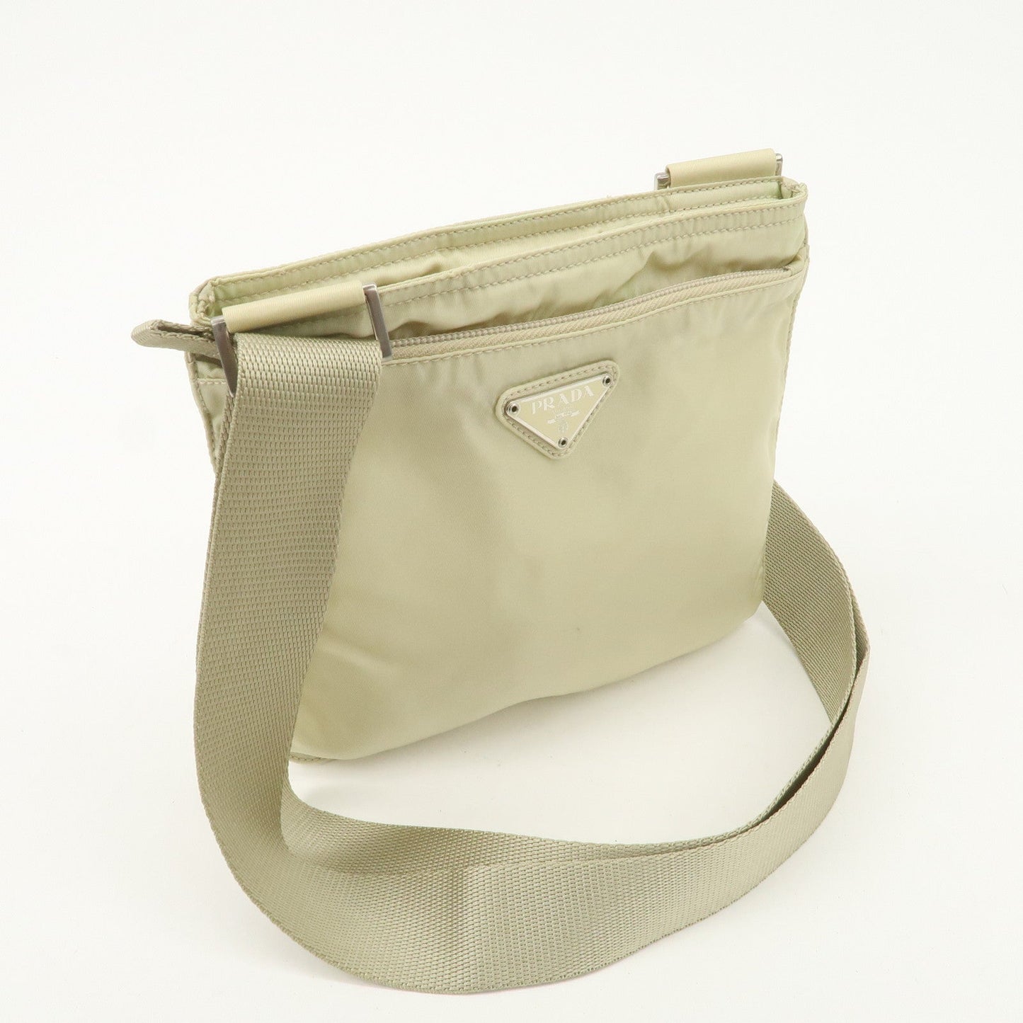 PRADA Triangle Logo Nylon Shoulder Bag Crossbody Bag Beige B7372 d