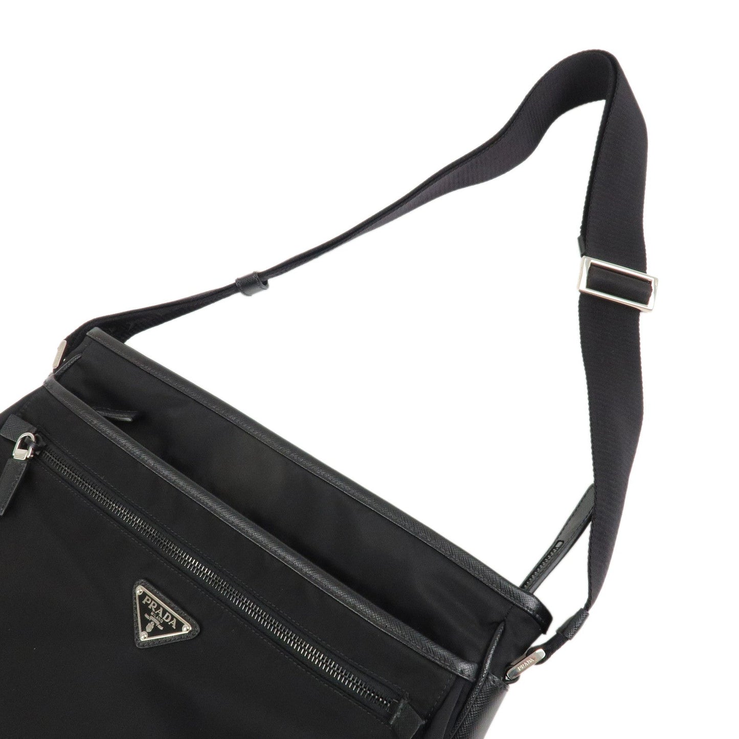 PRADA Triangle Logo Nylon Shoulder Bag Messenger Bag Black 2VH953 d