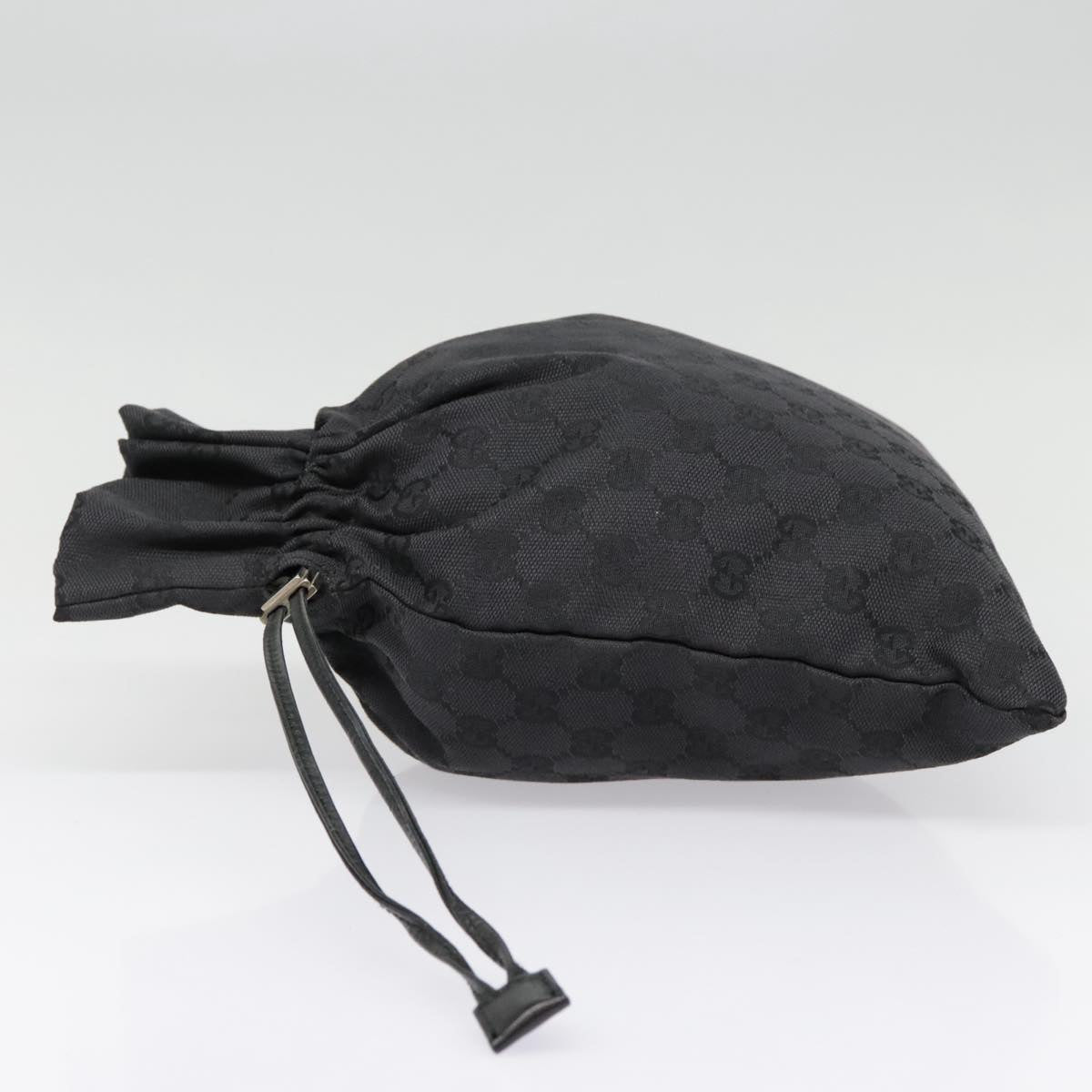 Gucci Drawstring Black Canvas Clutch Bag