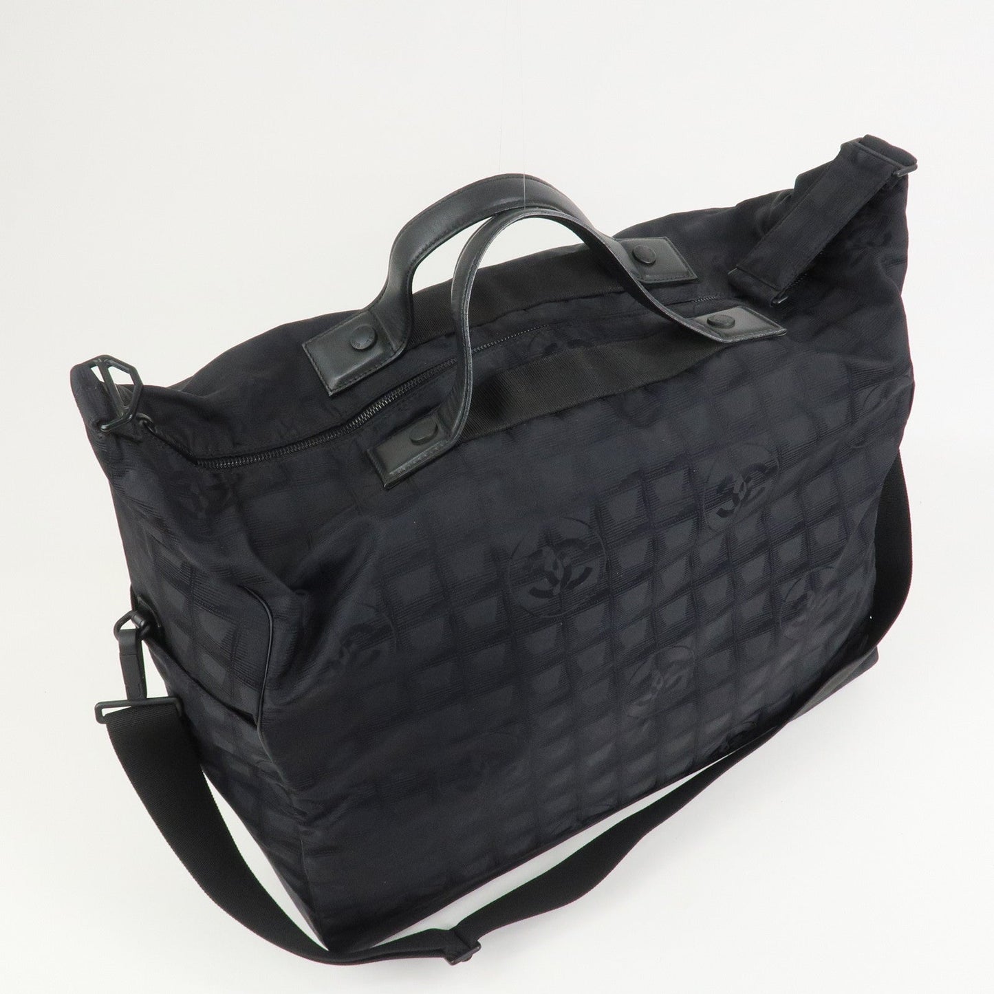 CHANEL New Travel Line Nylon Jacquard 2Way Boston Shoulder Bag