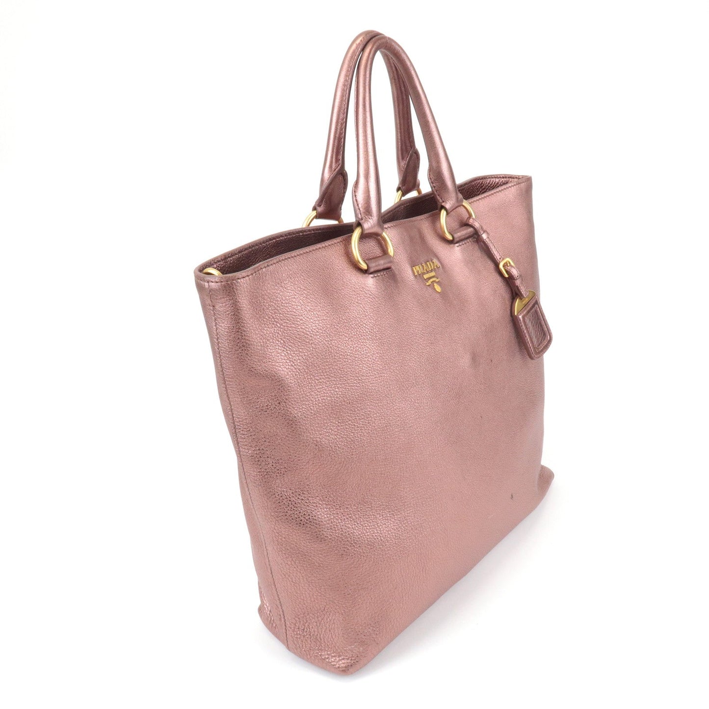 PRADA Leather 2Way Tote Bag Shoulder Bag Metallic Pink BN1713 d