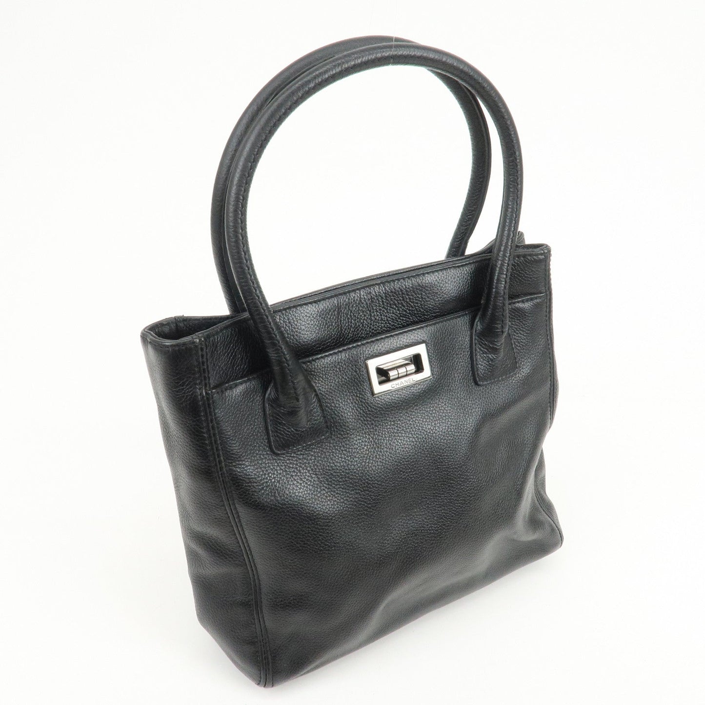 CHANEL 2.55 Caviarskin Executive Tote Bag Hand Bag Black