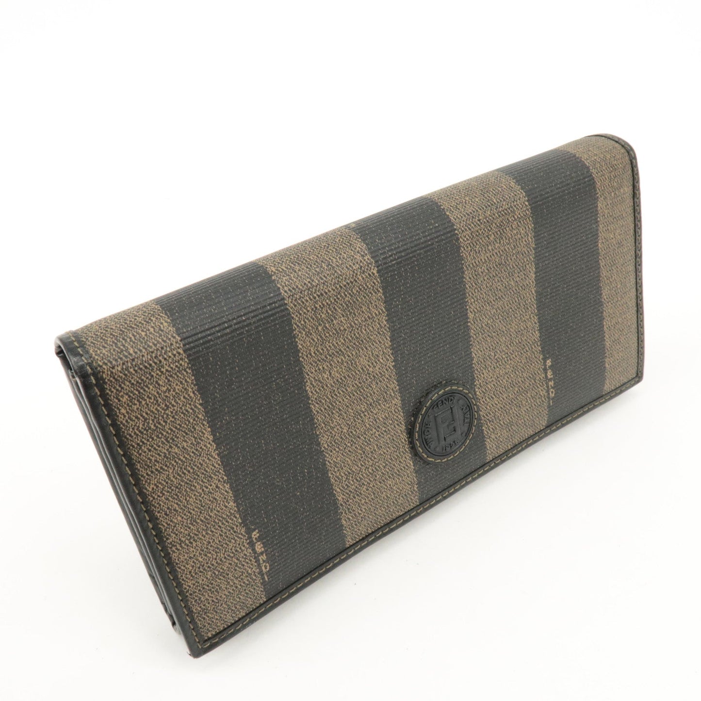 FENDI Pequin PVC Canvas Long Wallet Black Brown T20615 d