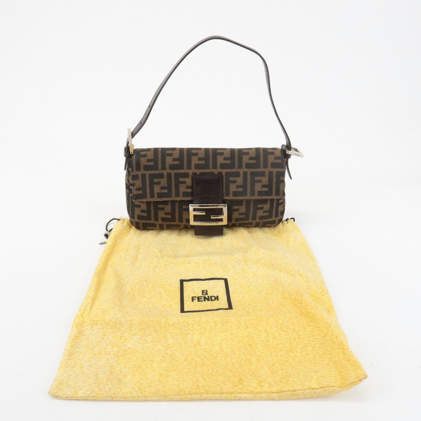 FENDI Zucca Mamma Baguette Canvas Shoulder Bag 26424 Brown Black d