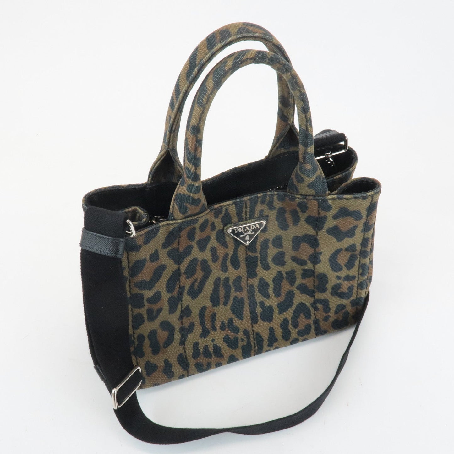 PRADA Canapa Canvas 2Way Bag Hand Bag Shoulder Bag Camouflage B2642B d