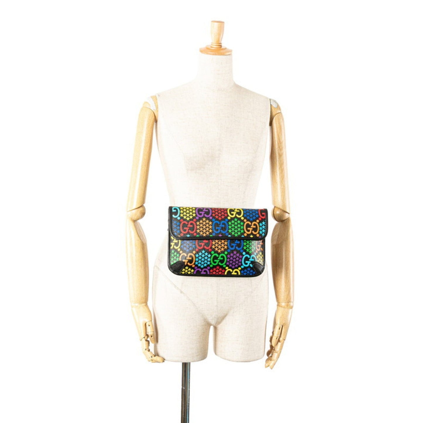 Gucci Black Multi-Color Pvc Leather Sling Bag ( )