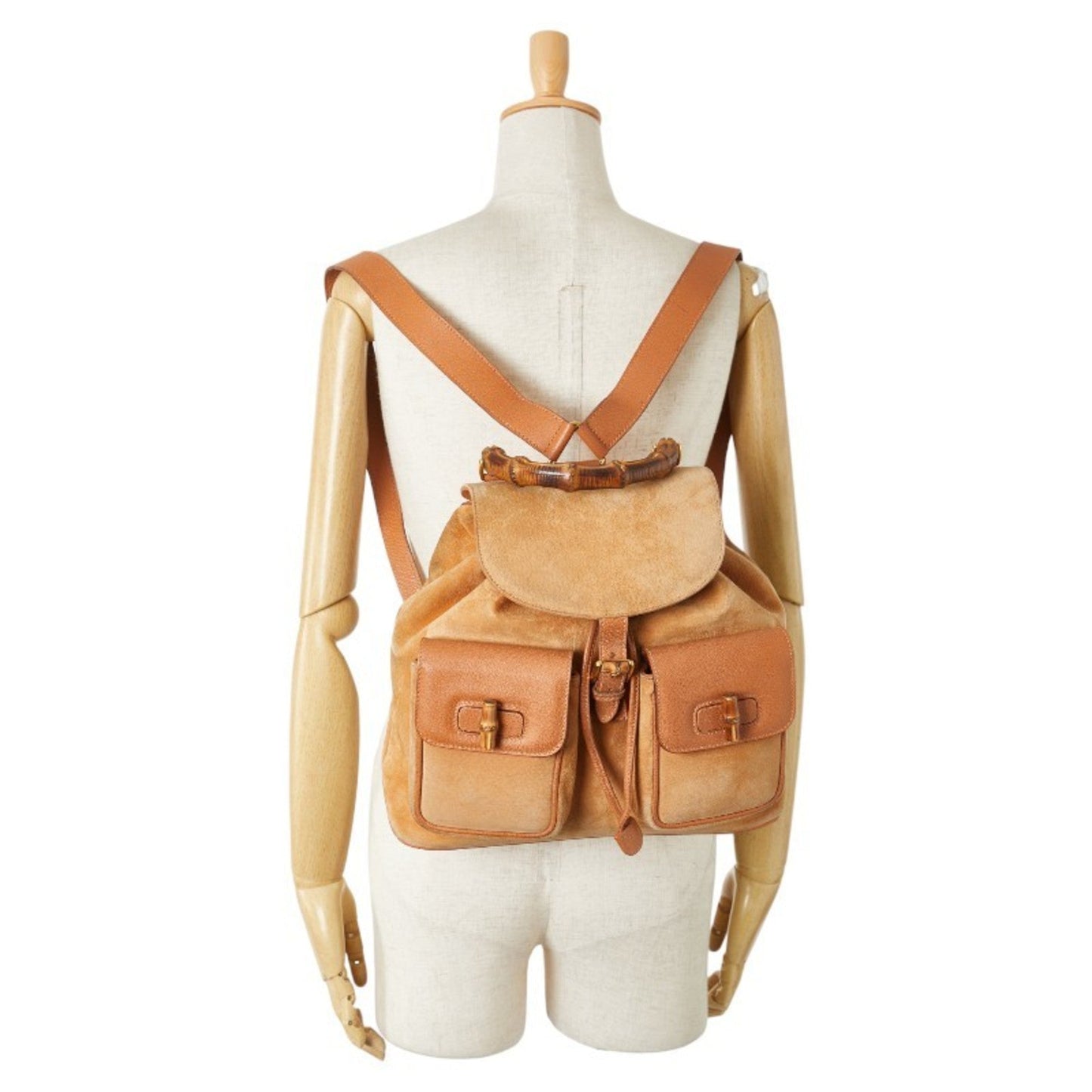 Gucci Brown Leather Suede Backpack ( )