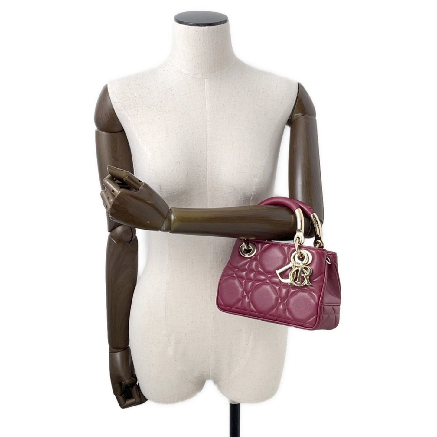 Christian Dior Bordeaux Champagne Gold Leather Handbag ()