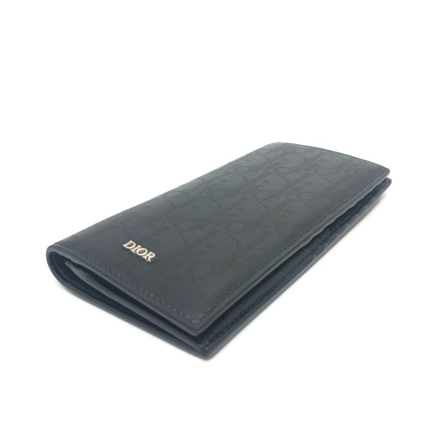 Christian Dior Black Leather Long Wallet (Bi-Fold) ()