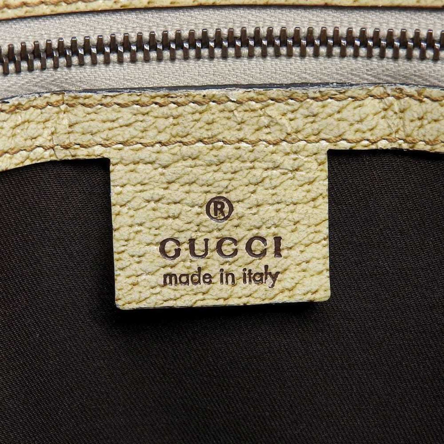 Gucci Beige Ivory Canvas Leather Handbag Tote Bag ( )