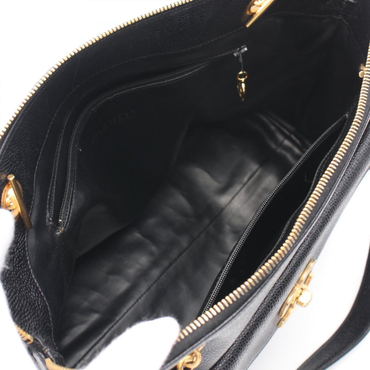 CHANEL Coco Mark Shoulder Bag, Caviar Skin, Women's, Black