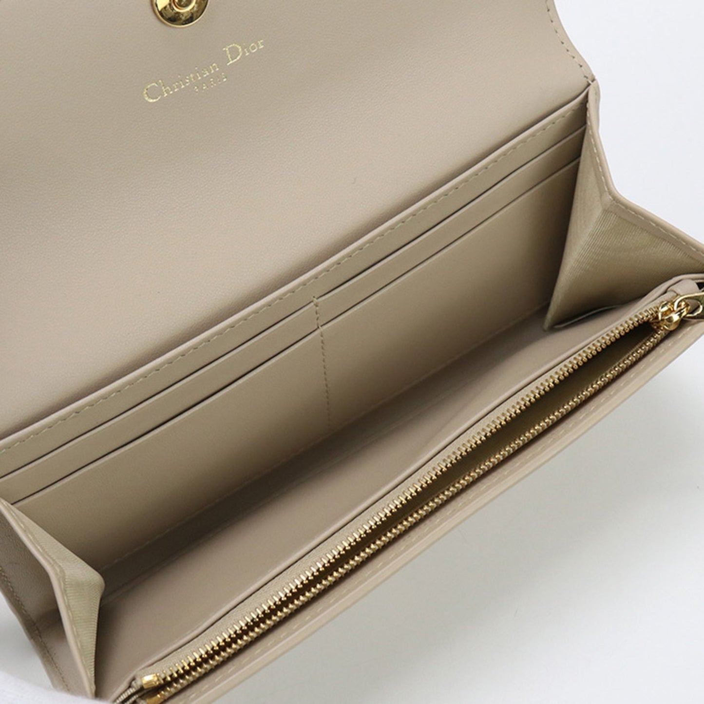 Christian Dior Beige Leather Long Wallet (Bi-Fold) ()