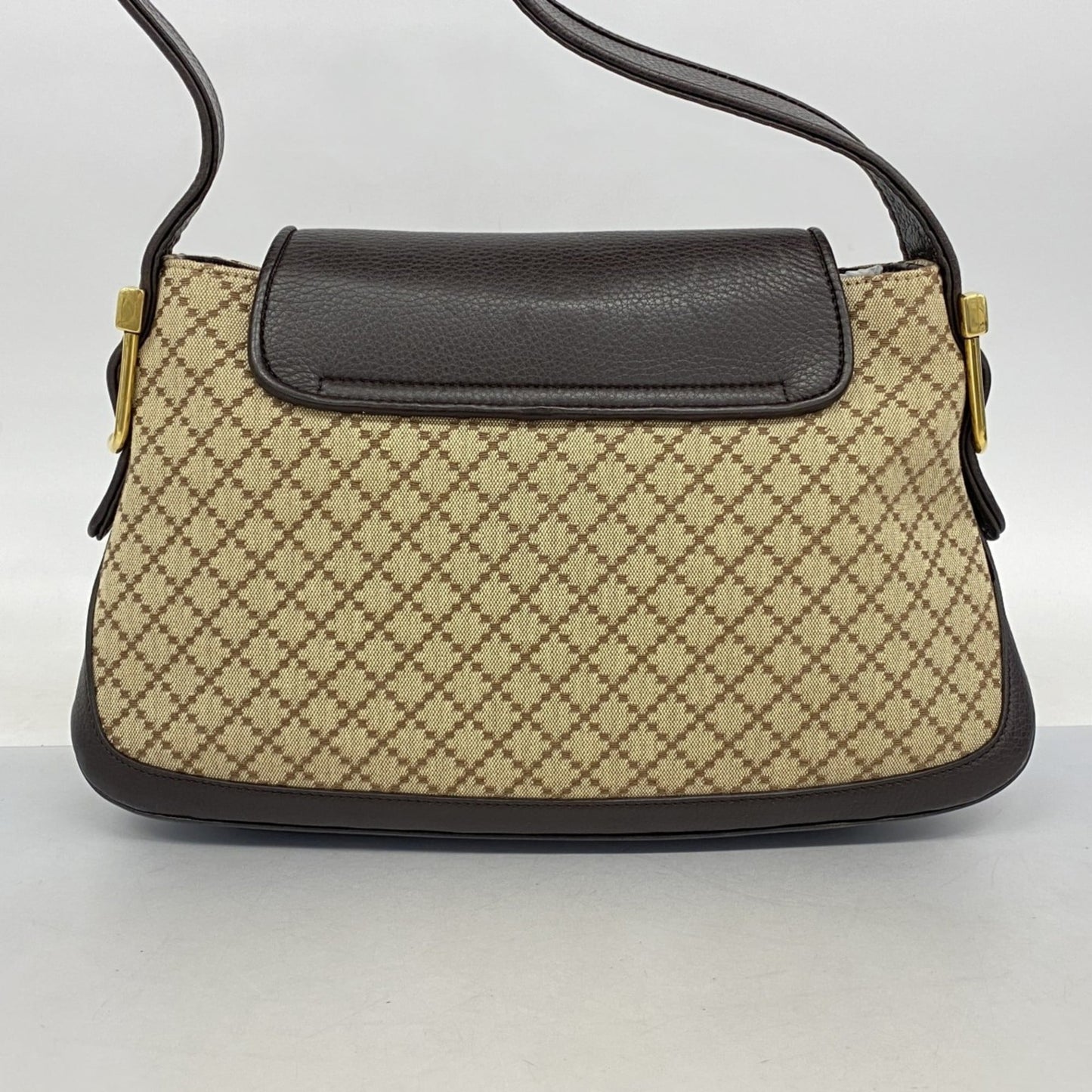 Gucci Brown Canvas Leather Shoulder Bag ( )