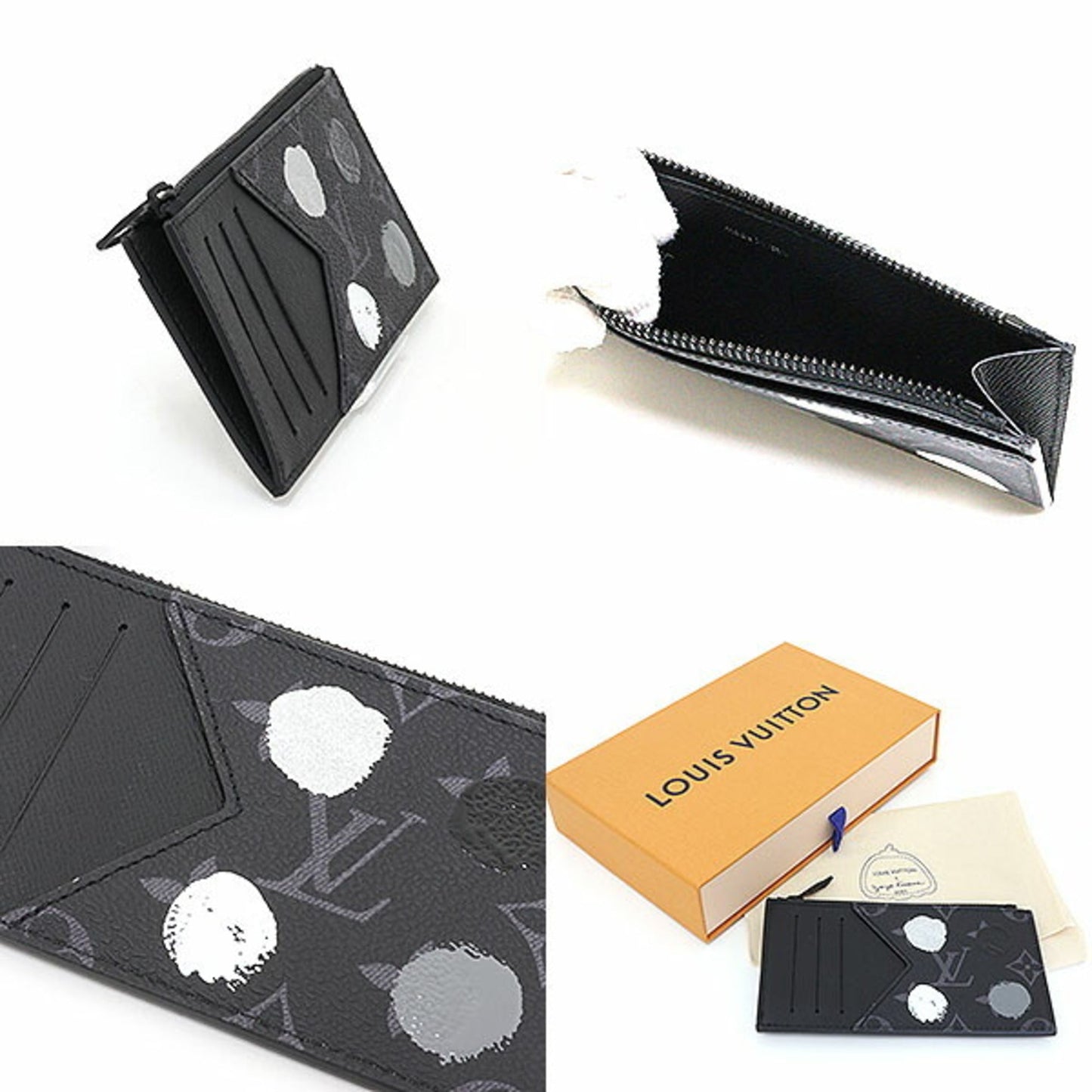 LOUIS VUITTON LV×YK Coin Card Holder Monogram Eclipse Painted M81930 Yayoi Kusama