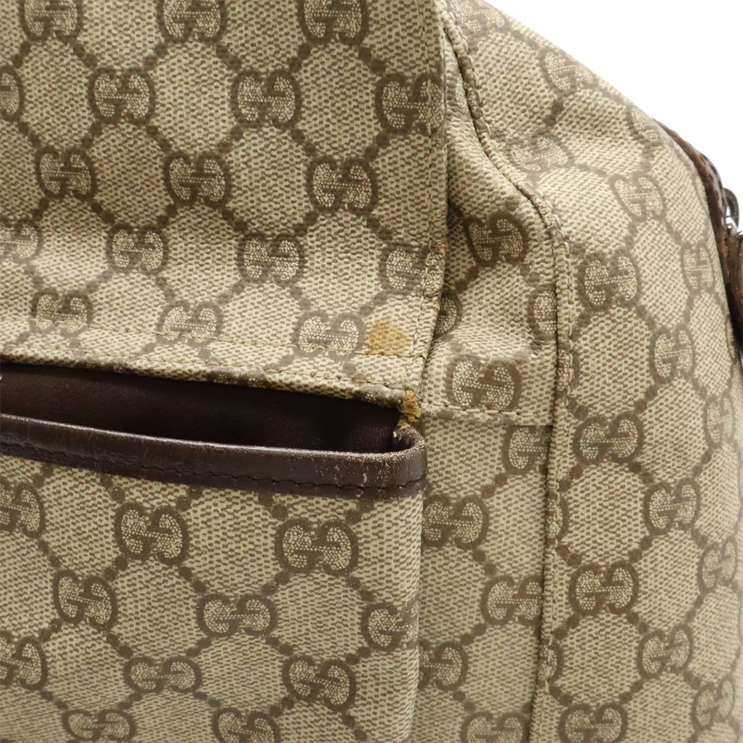 Gucci Beige Dark Brown Pvc Leather Boston Bag Tote Bag ( )