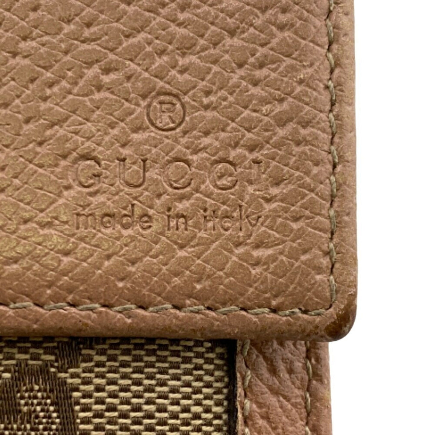 Gucci Beige Pink Canvas Leather Long Wallet (Bi-Fold) ( )