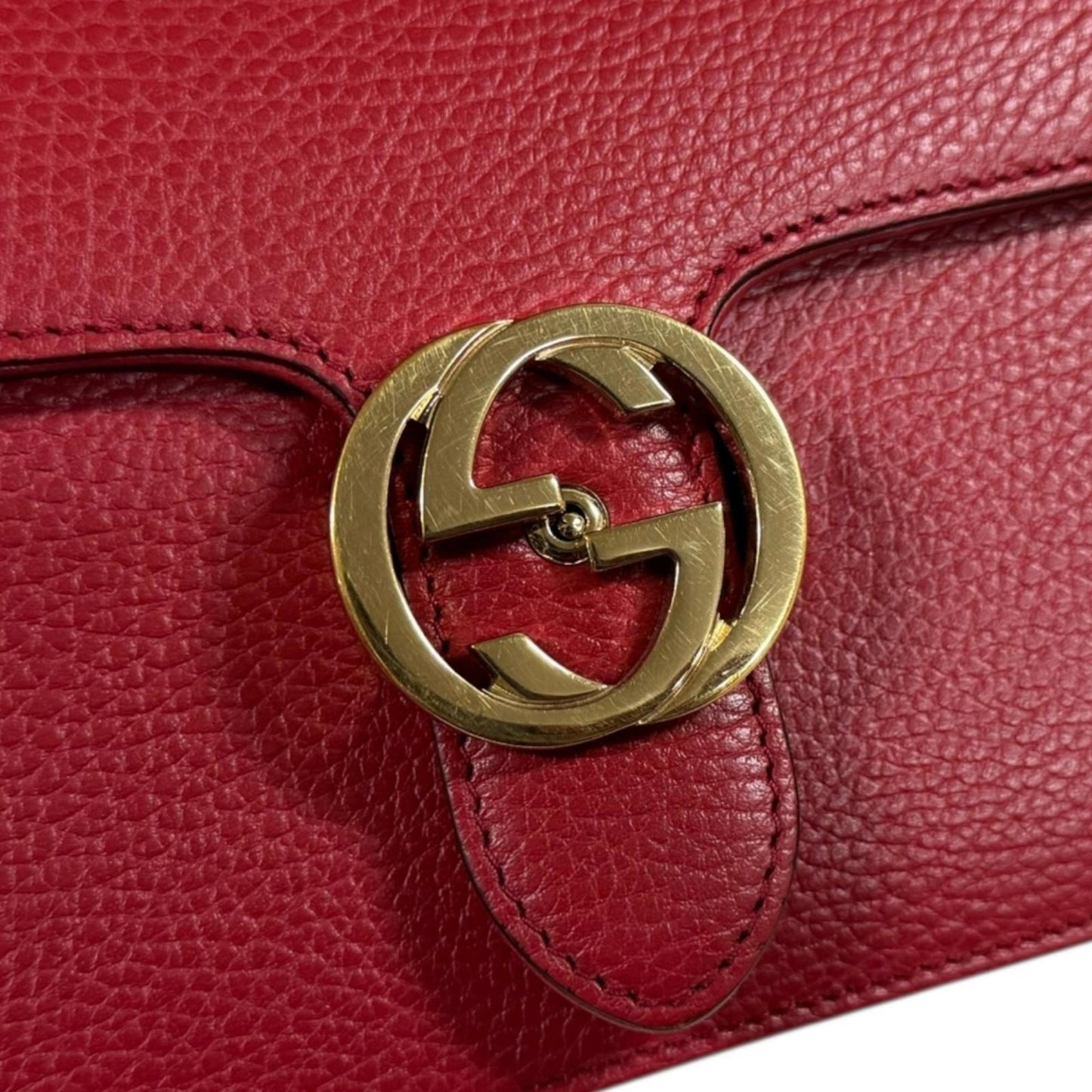Gucci Red Color Leather Shoulder Bag ( )