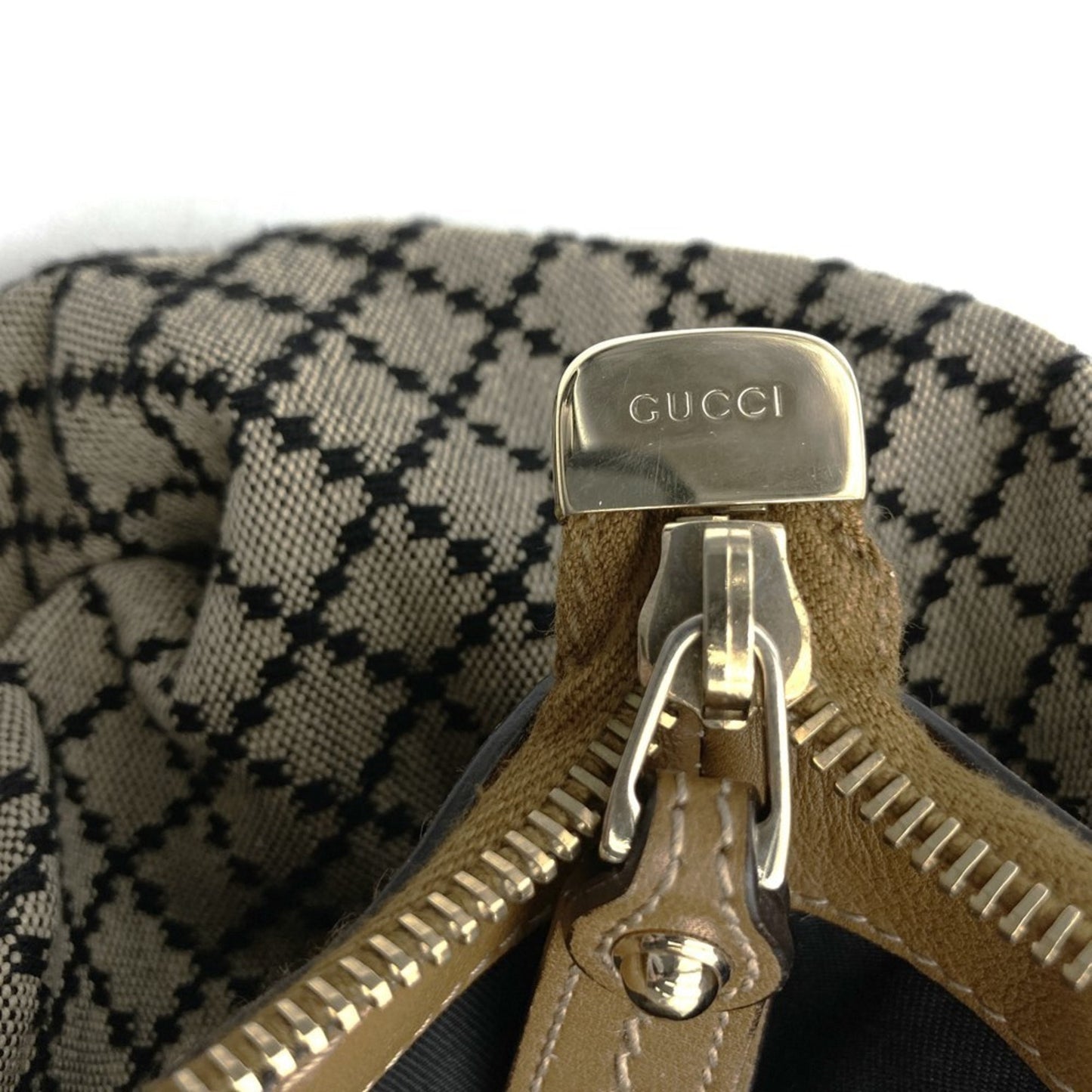 Gucci Brown Canvas Leather Handbag ( )