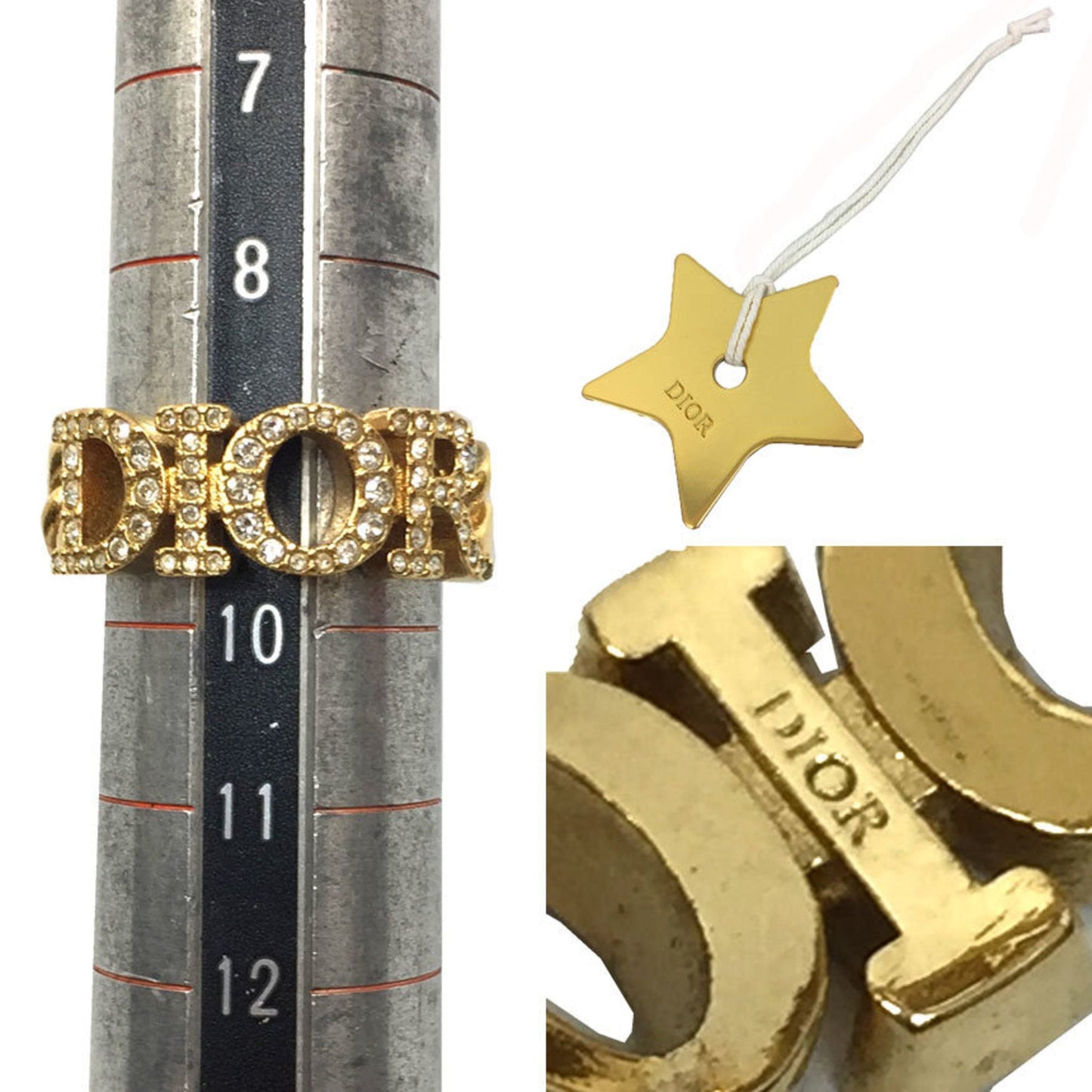 Christian Dior Gold White Metal Band Ring ()