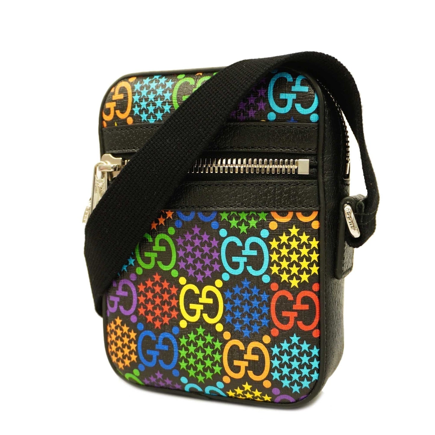 GUCCIAuth GG Psychedelic 598103 PVC Shoulder Bag Black