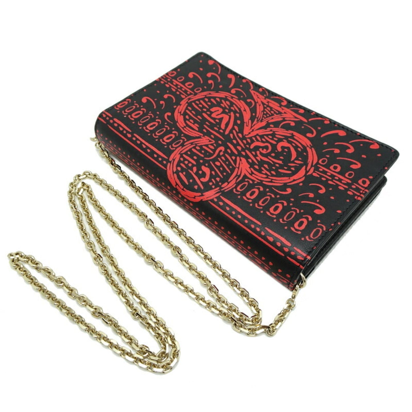Christian Dior Black Red Color Leather Chain/Shoulder Wallet ()