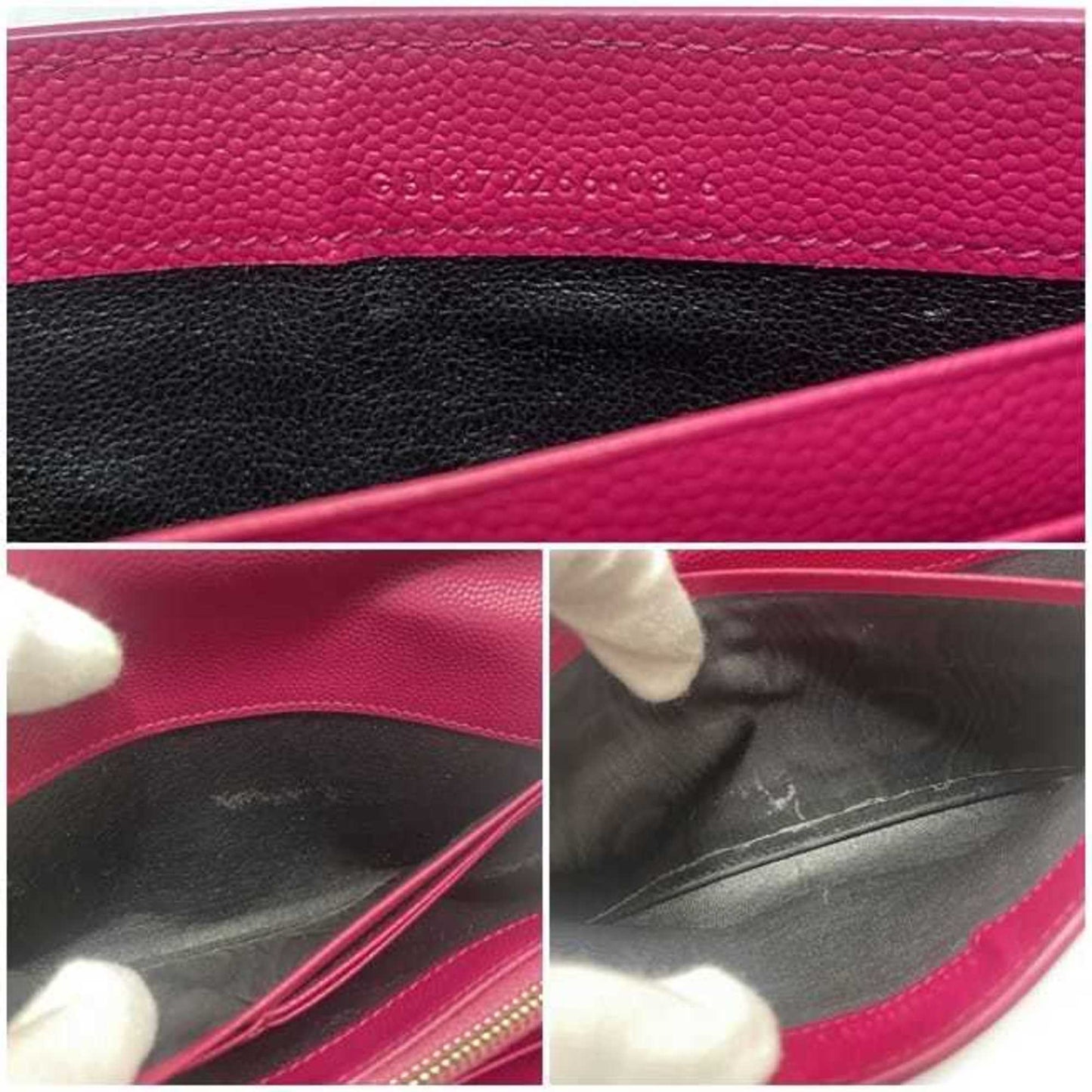 SAINT LAURENT bi-fold long wallet pink gold monogram GBL372266 leather YSL flap grain ladies