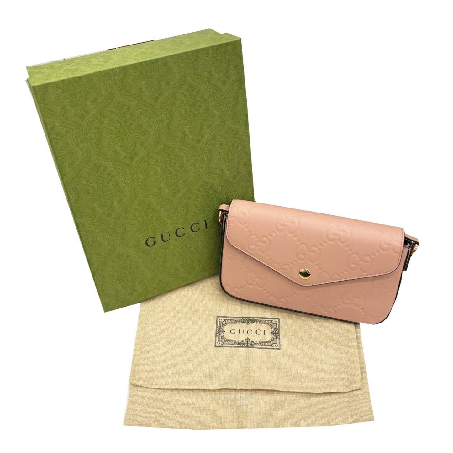 Gucci Pink Gg Leather Shoulder Bag ( )