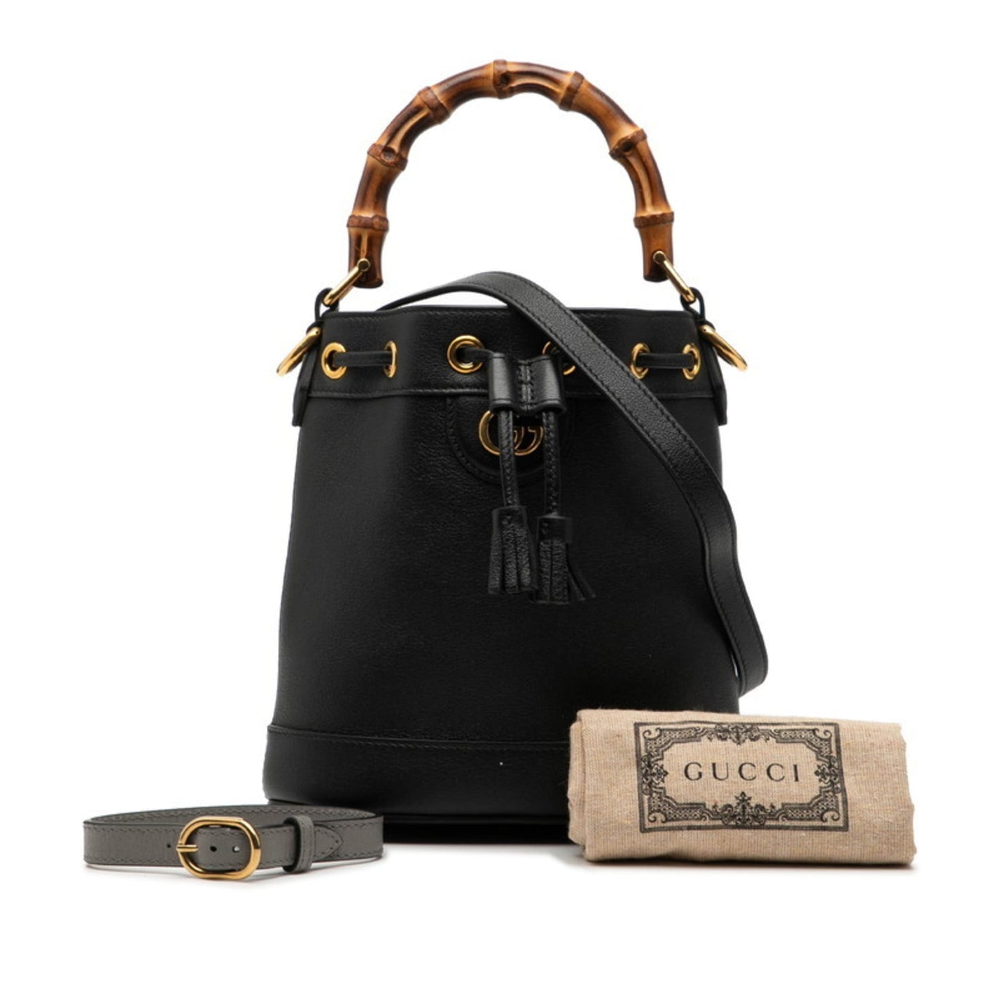 Gucci Bamboo Black Leather Shoulder Bag ( )