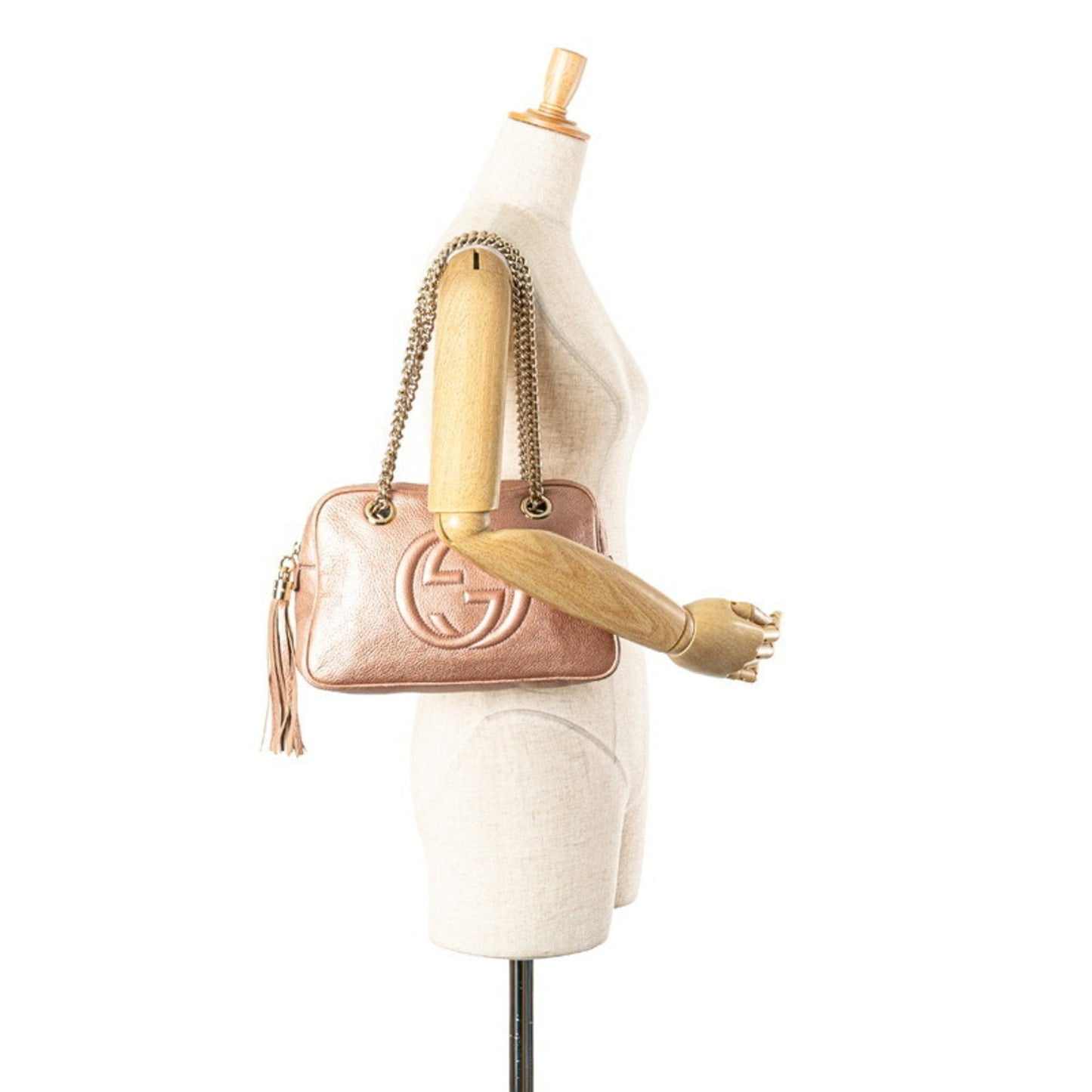 Gucci Gold Pink Leather Shoulder Bag ( )