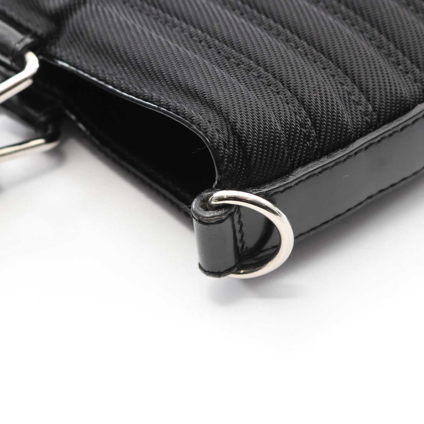 Gucci Black Leather Nylon Canvas Handbag ( )