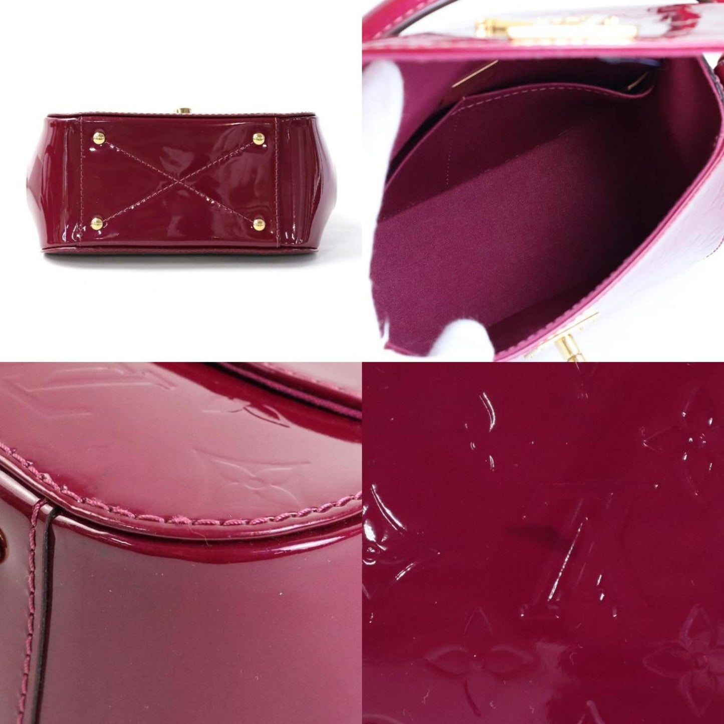 LOUIS VUITTON Handbag Crossbody Shoulder Bag Monogram Vernis Pasadena Patent Leather Purple Gold Women's