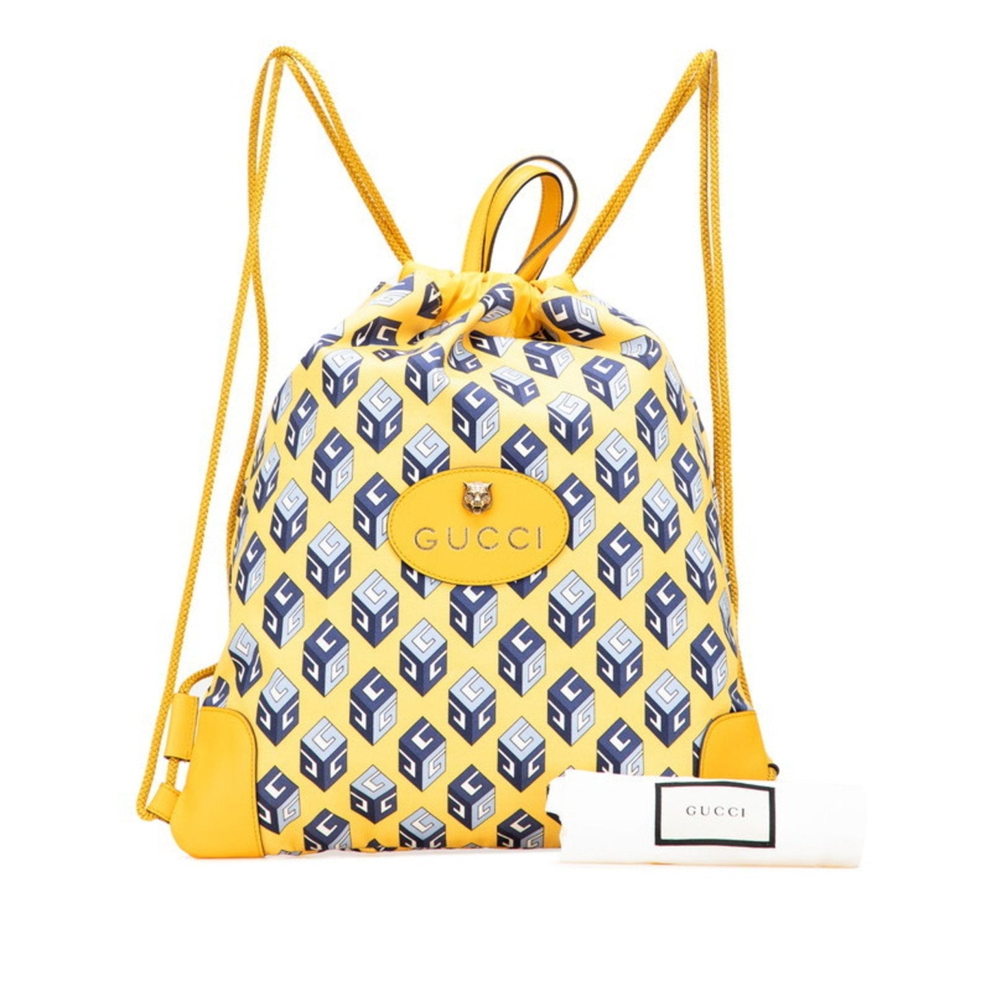 Gucci Blue Yellow Nylon Leather Backpack ( )