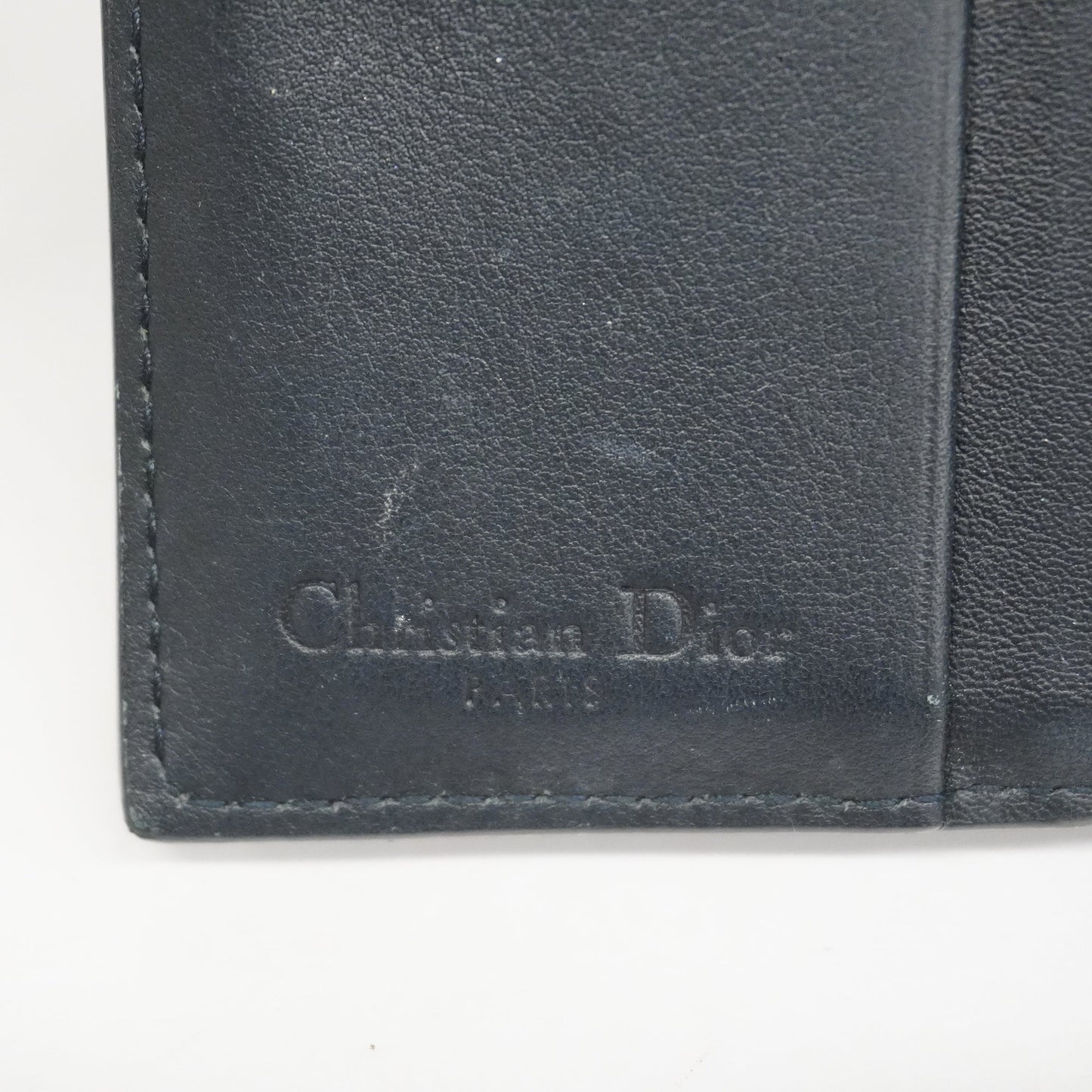 CHRISTIAN DIOR Tri-fold Wallet Studded Gold Hardware Women's Leather Wallet