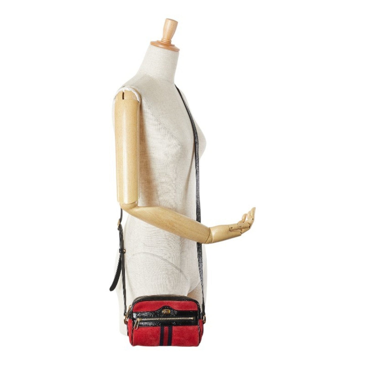 Gucci Multi-Color Red Color Suede Leather Shoulder Bag ( )