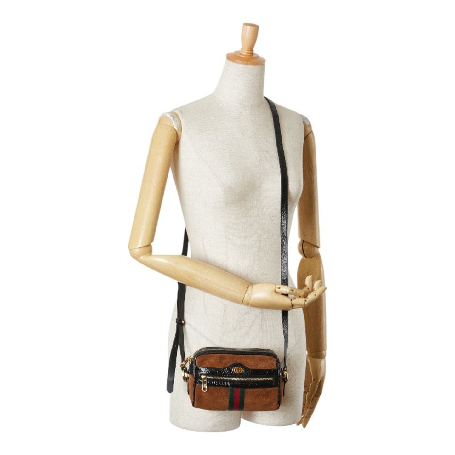 Gucci Black Brown Suede Leather Shoulder Bag ( )
