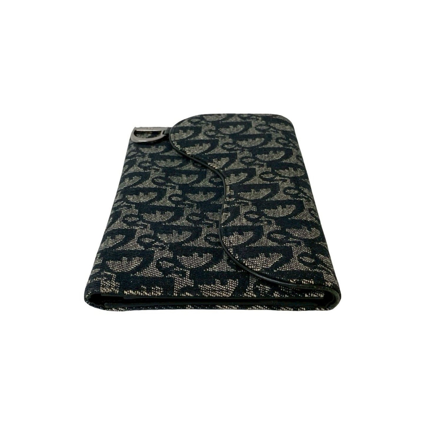 Christian Dior Black Canvas Leather Long Wallet (Tri-Fold) ()
