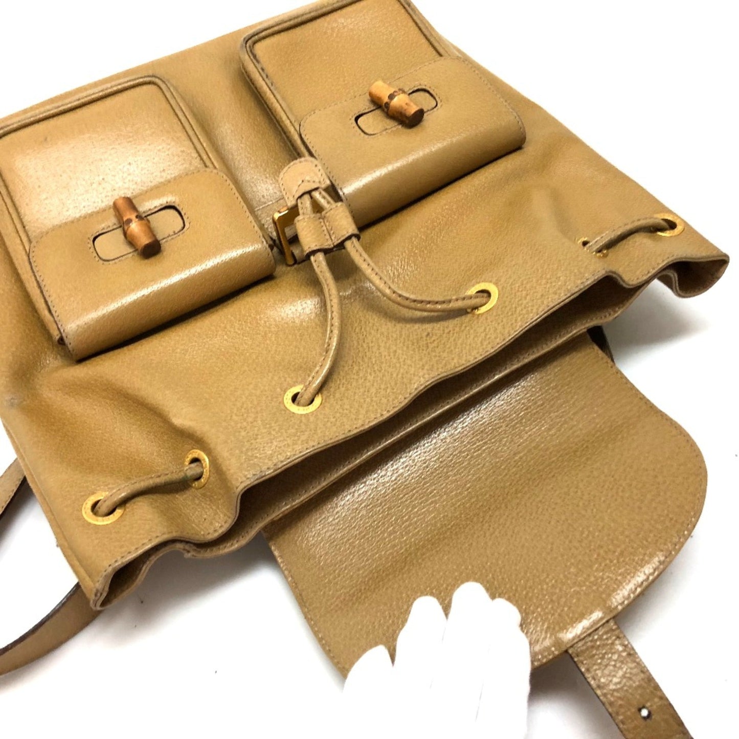 Gucci Beige Leather Backpack ( )