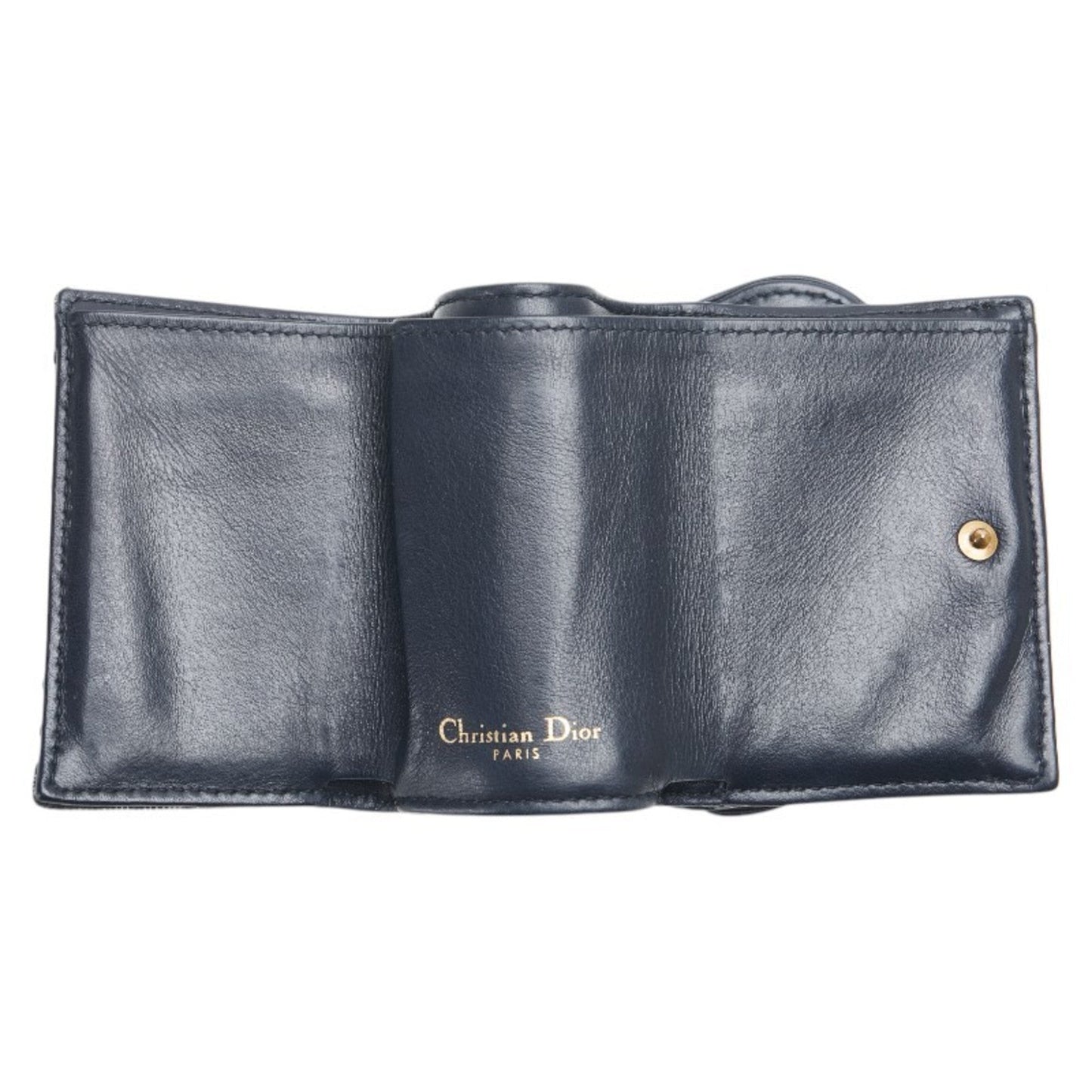 Christian Dior Beige Navy Canvas Leather Wallet (Tri-Fold) ()